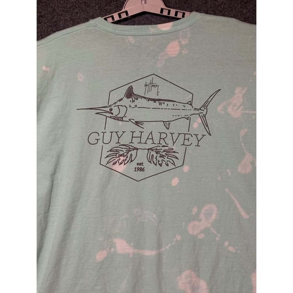 Guy Harvey Mens 2XL T Shirt Aqua Bleach Wash Graphic Marlin - Picture 4 of 7
